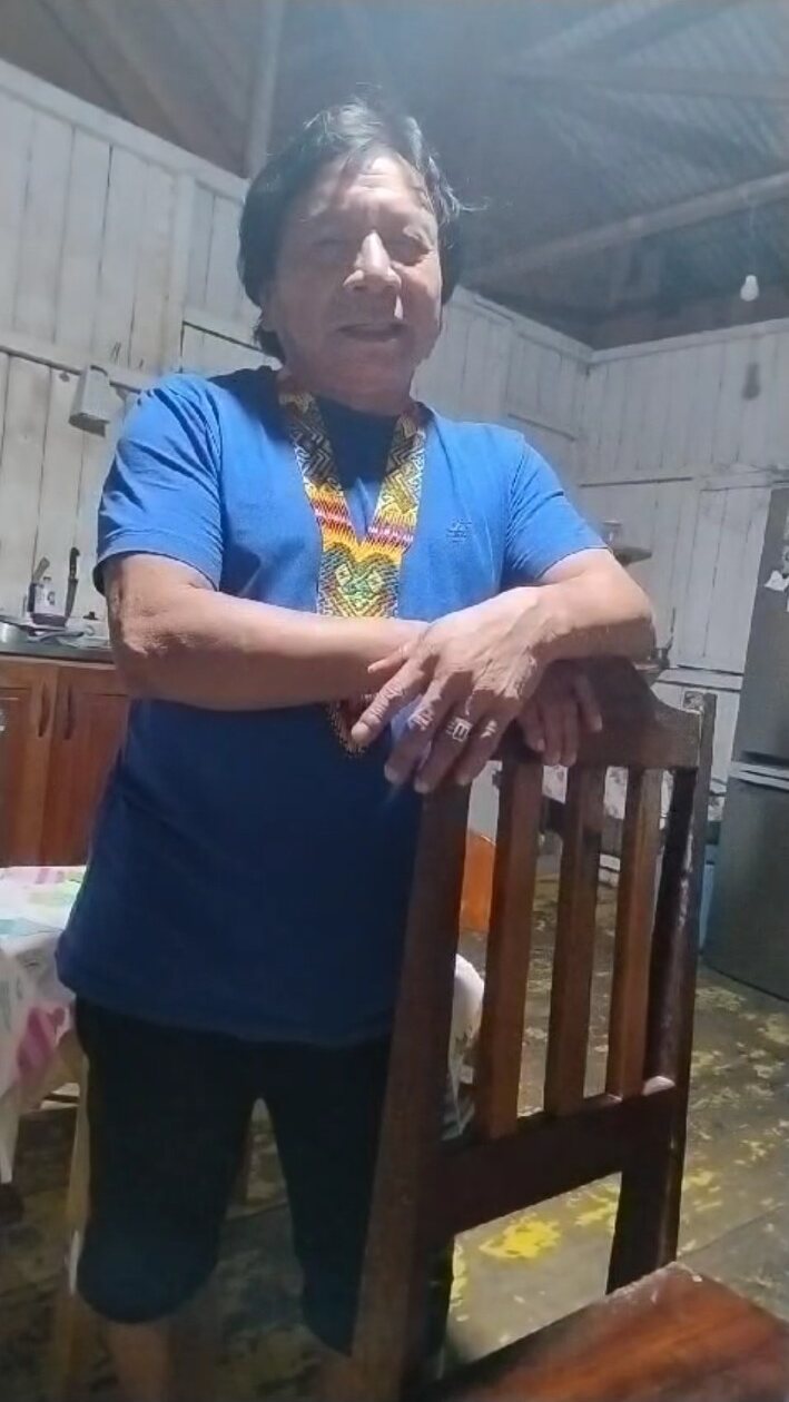 Ibã Huni Kuin, also known as Isaías Sales, at Aldeia Chico Curumim in Acre, Brazil